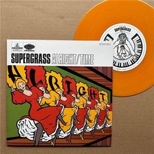 SUPERGRASS ALRIGHT/TIME 7" 1995 orange vinyl in g/fold cover - nice copy with on