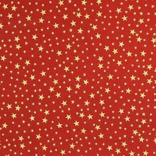 Gold Metallic Stars Navy, Red, Cream & Green 100% Cotton Christmas fabric