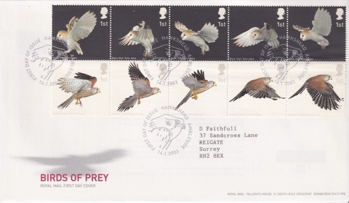 Fdc 2003 birds of - gb, prey