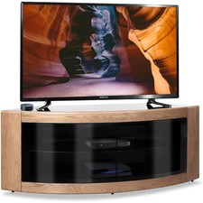 Centurion Supports PANGEA Oak Beam-Thru Curved Tru-Corner 32"-50" TV Cabinet