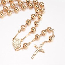 Rosary beads gold steel - rosary,