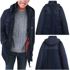 White Stuff Men's Danton Parka Coat Hooded Fabric Mix Wool 50%