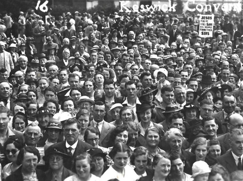 Real photo postcard - real, crowd