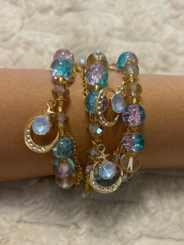 Set moon opalite charm - &,