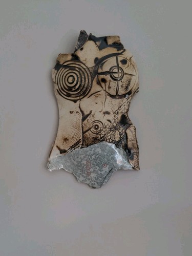 Ceramic wall art plaque female - art,