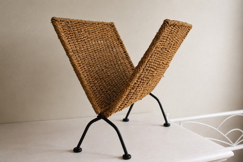 Brown bamboo folding - bamboo, vintage