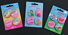 Pack of 4 Childrens Button Badges - Unicorn - Mermaid - Fairies