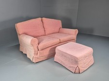 Vintage 1950s Cottage Sofa in Pink Floral  loose Cover and Stool  EB9982 M2SS