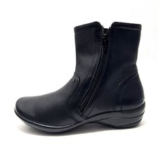 Hotter Willow Black Leather Ankle Boots Size 7 UK Zip Closing Used Once