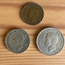 1950  Half Penny, Two Shilling and Half Crown Coins, King George VI