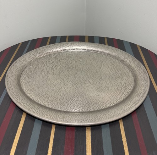 Antique hammered pewter tray - antique,