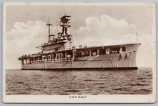 HMS EAGLE Royal Navy Aircraft Carrier RP Postcard