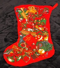 Vintage / retro large red fabric Christmas stocking for presents / gifts