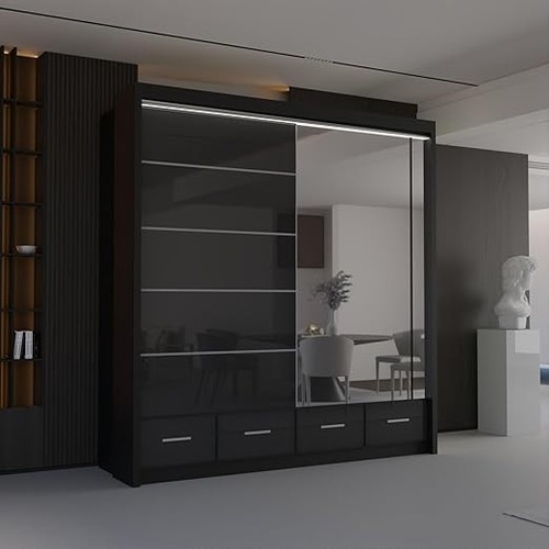 Wardrobe high gloss sliding - wardrobe,