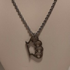 BRASS KNUCKLES Pewter Pendant