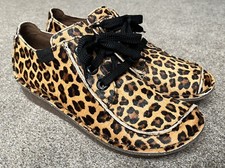 Clarks Unstructured Funny Dreams Leopard Flat Lace-Up Shoes Womans Uk Size 7