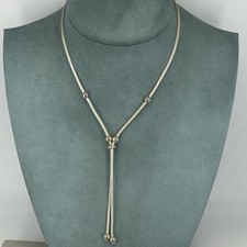 925 sterling silver necklace lariat snake chain ball beaded 17''
