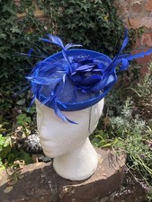 Royal Cobalt Blue Fascinator Hat Feathers & Flowers Wedding Events