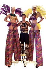 Multi-Coloured Leopard Print Stilt Covers for Stilt Walkers