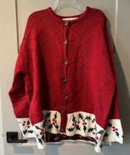 NWT Celtic Isle XXL 100% Merino Wool Irish Sweater Ireland Red Christmas Holly