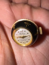 Vintage Swiss-made ball necklace watch in white and black