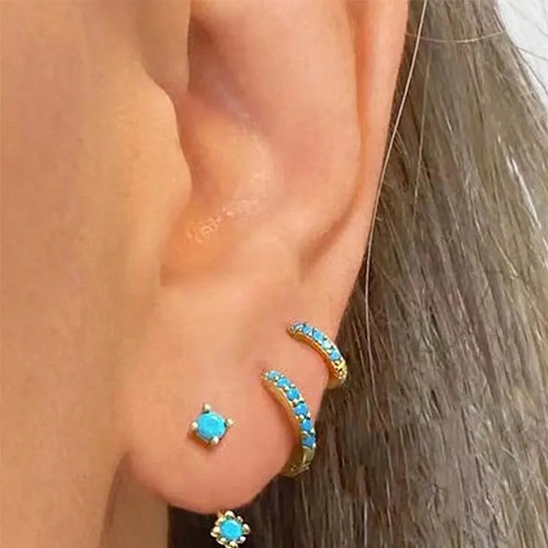 3pcs turquoise mini hoop - 3pcs,