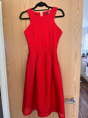 Boohoo red lace striped skater - boohoo,
