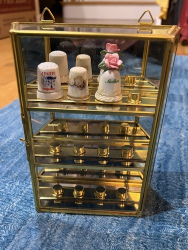 Vintage glass brass - glass, thimble