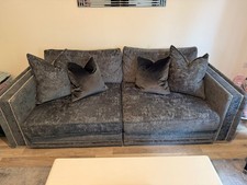 Sofology Charcoal Grey 4 Seater Sofa Couch Settee with Cushions – Used