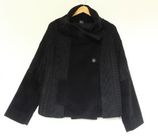 Crea Concept size 38 UK 10 black wool asymmetric jacket cable knit patchwork