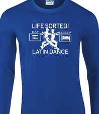 Latin Dance Mens Long Sleeve Blue Medium ONE ONLY Special Offer Music Dancing