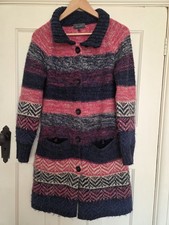 Marks And Spencers Long Pink And Navy Striped Cardigan. Size Small