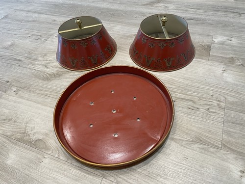 Vintage toleware metal - metal, lamp