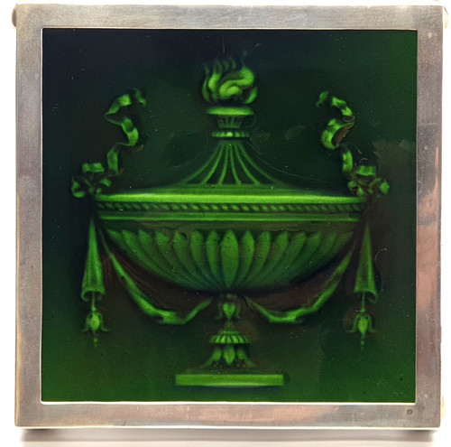 Sterling silver trivet - silver, green