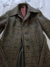Vintage Retro Tweed Ladies Unisex Wool Trench Coat Dinner Party Evening