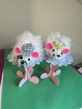 Hand knitted white mice - hand,