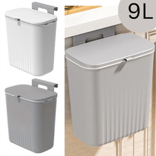 Kitchen Bin 9Ltr Foldable Hanging Trash Bin with Lid Food Dustbin Wall Mounted.