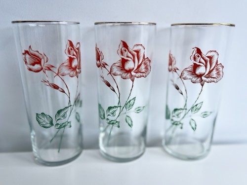 Floral highball glass tumblers - glass,