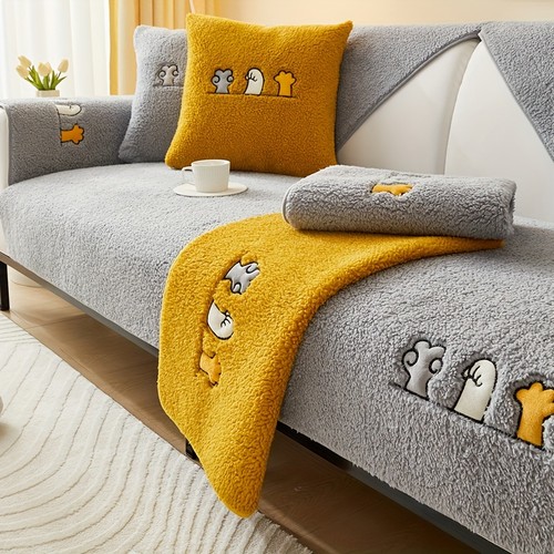 Thick warm faux lambswool sofa - faux,
