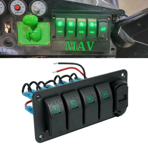 Gang green led rocker switch - 4,