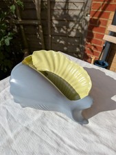 Vintage 1950's Poole Pottery Twintone Decorative Conch Shell Blue And Lime Green