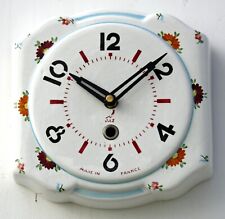 Vintage 19cm Jaz Wall Clock - Ceramic Retro Atomic Mid Century Floral French