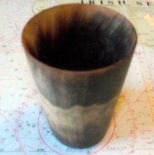 Old Fox Hunting Cow Horn Whisky Pocket 4" Tot Stirrup Cup No Base Quaich D