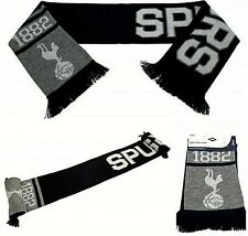 TOTTENHAM HOTSPUR FC SPURS GREY & NAVY SUPPORTERS SCARF CLUB CREST TASSELS THFC