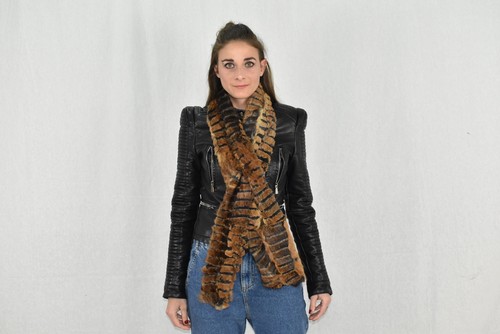 Rex rabbit fur scarf brown - scarf,,