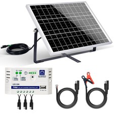 Solar Panel Kit 25W 12V with Mounting Brackets: 25W Solar Panel + 10A Solar Char