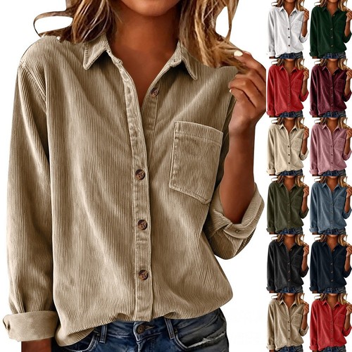 Ladies corduroy shacket blouse - ladies,