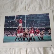 Martin Johnson signed colour Poster print  158 / 250  British Lions Rugby 2001