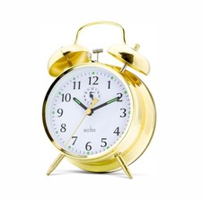 Acctim Alarm Clock Saxon Gold Double Bell Class Clock Mechanical Key Round Clock
