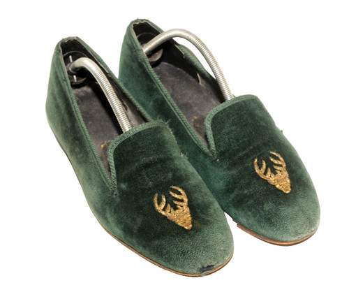 Vintage green velvet - green, hand
